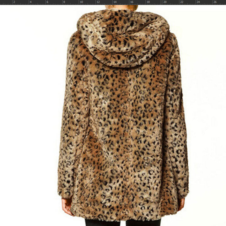 Damernas Lyxig konstpälsjacka med leopardmönster och praktiska fickor Eva Jonsson-Eva Jonsson
