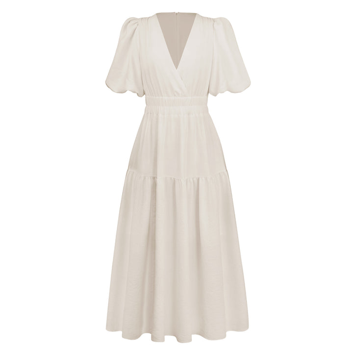 Damernas Maxi-klänning med V-ringning och puffärmar Eva Jonsson-Eva Jonsson