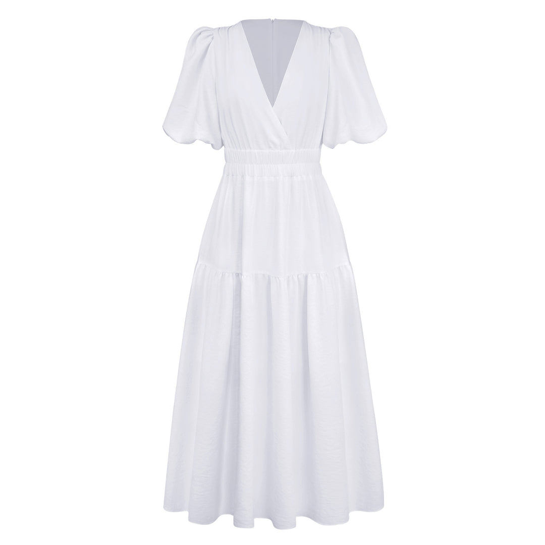 Damernas Maxi-klänning med V-ringning och puffärmar Eva Jonsson-Eva Jonsson
