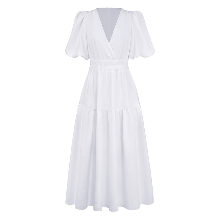 Damernas Maxi-klänning med V-ringning och puffärmar Eva Jonsson-Eva Jonsson
