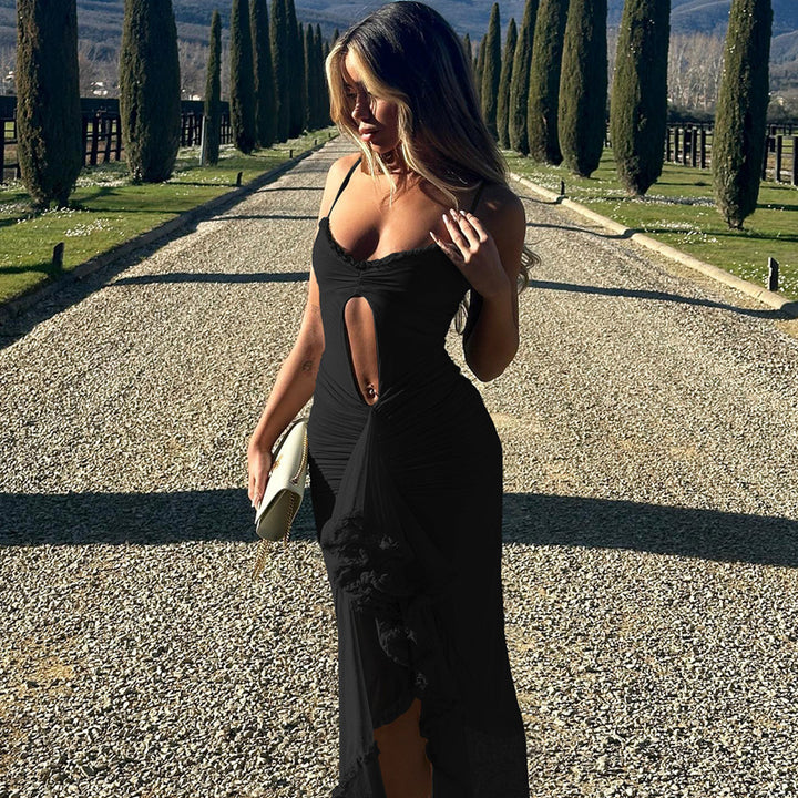 Damernas Maxi-klänning med hög slits och raffinerade volangdetaljer Eva Jonsson-Eva Jonsson