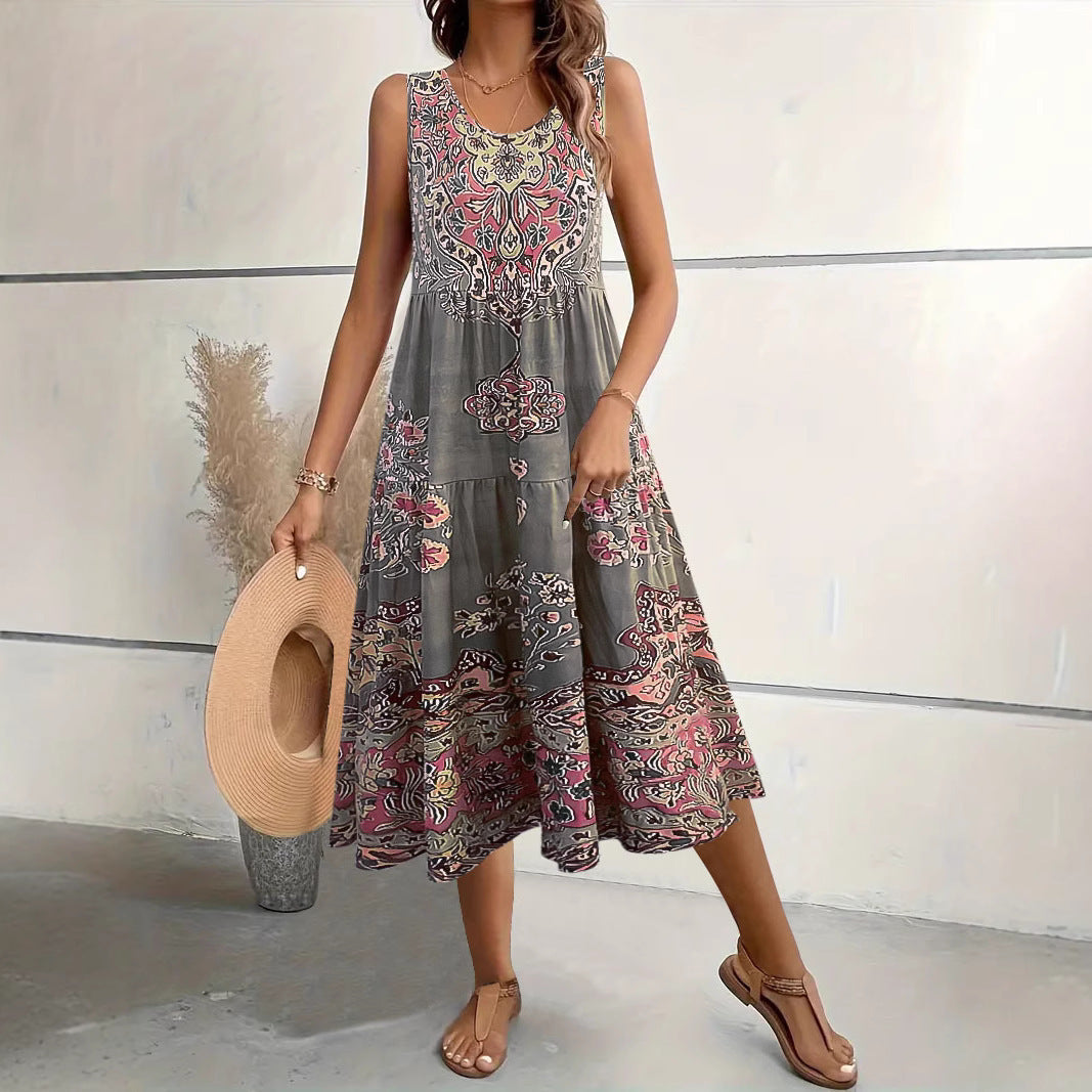 Damernas Maxi-klänning med stilren, flödande skärning och lekfullt mönster Eva Jonsson-Eva Jonsson