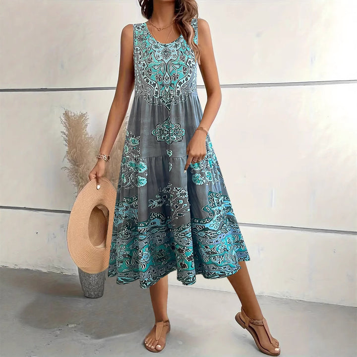 Damernas Maxi-klänning med stilren, flödande skärning och lekfullt mönster Eva Jonsson-Eva Jonsson