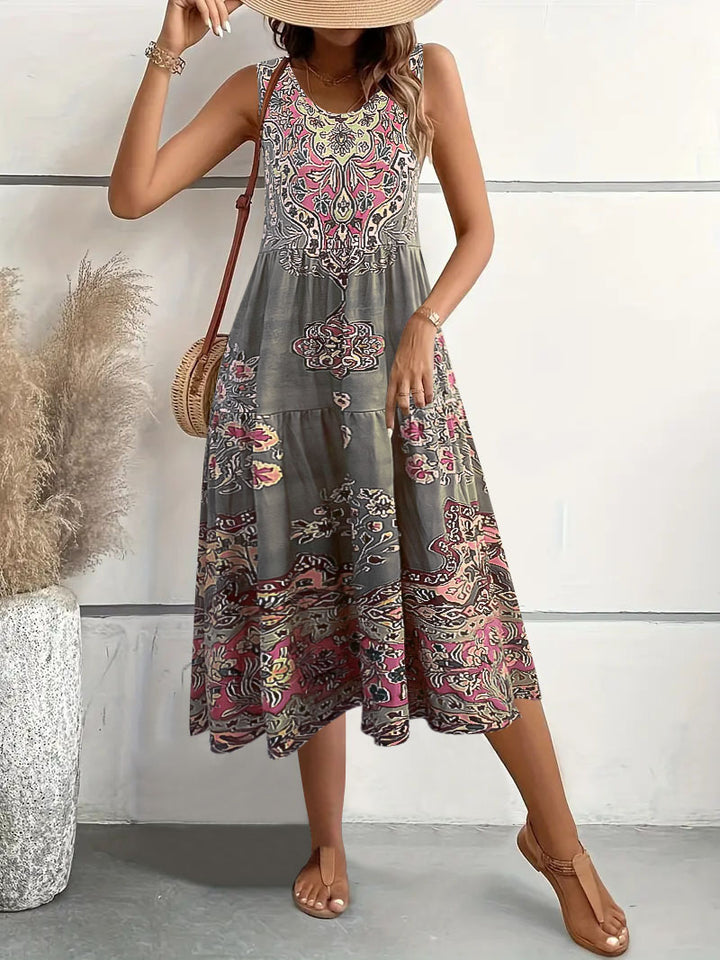 Damernas Maxi-klänning med stilren, flödande skärning och lekfullt mönster Eva Jonsson-Eva Jonsson