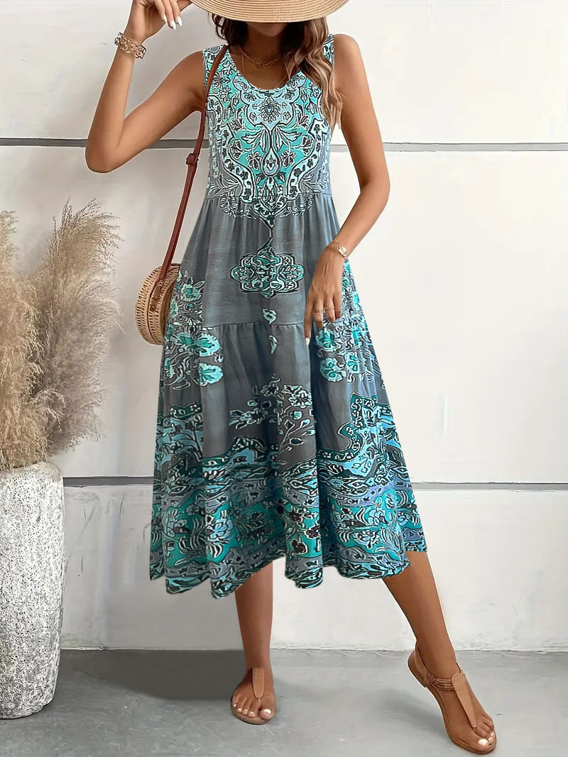 Damernas Maxi-klänning med stilren, flödande skärning och lekfullt mönster Eva Jonsson-Eva Jonsson