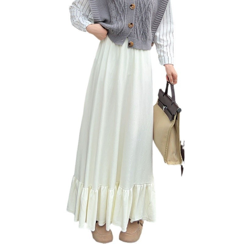 Damernas Maxikjol med Rynkad Volangslutning och Elastisk Midja Eva Jonsson-Eva Jonsson