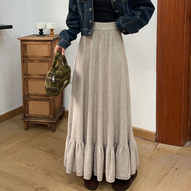 Damernas Maxikjol med Rynkad Volangslutning och Elastisk Midja Eva Jonsson-Eva Jonsson