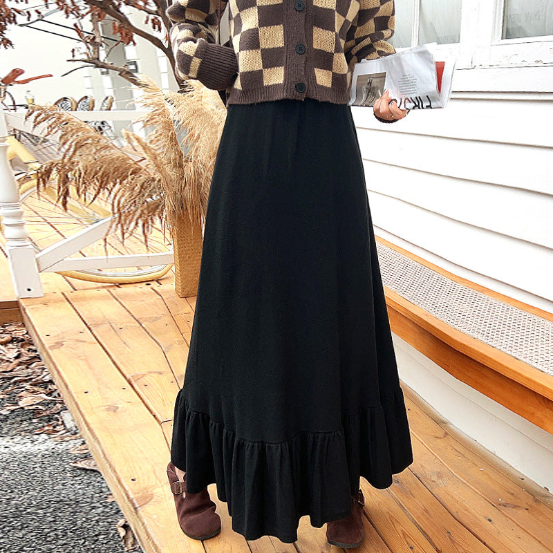 Damernas Maxikjol med Rynkad Volangslutning och Elastisk Midja Eva Jonsson-Eva Jonsson