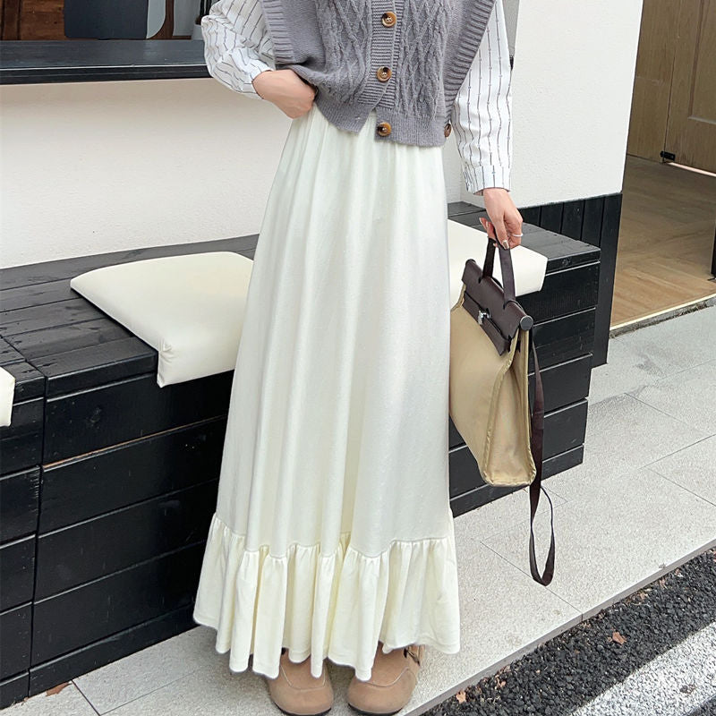 Damernas Maxikjol med Rynkad Volangslutning och Elastisk Midja Eva Jonsson-Eva Jonsson