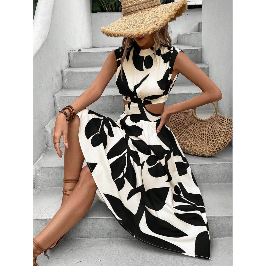 Damernas Maxiklänning med bladdsdesign och cut-out-detaljer Eva Jonsson-Eva Jonsson