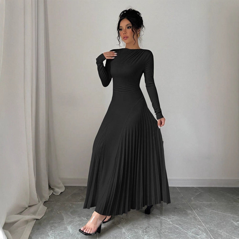 Damernas Maxiklänning med raffinerad veckdesign och lång ärm Mirla-Eva Jonsson