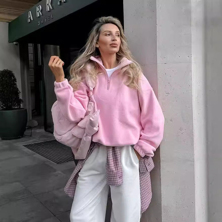 Damernas Mjuk Fleece-tröja med kort dragkedja Mirla-Eva Jonsson