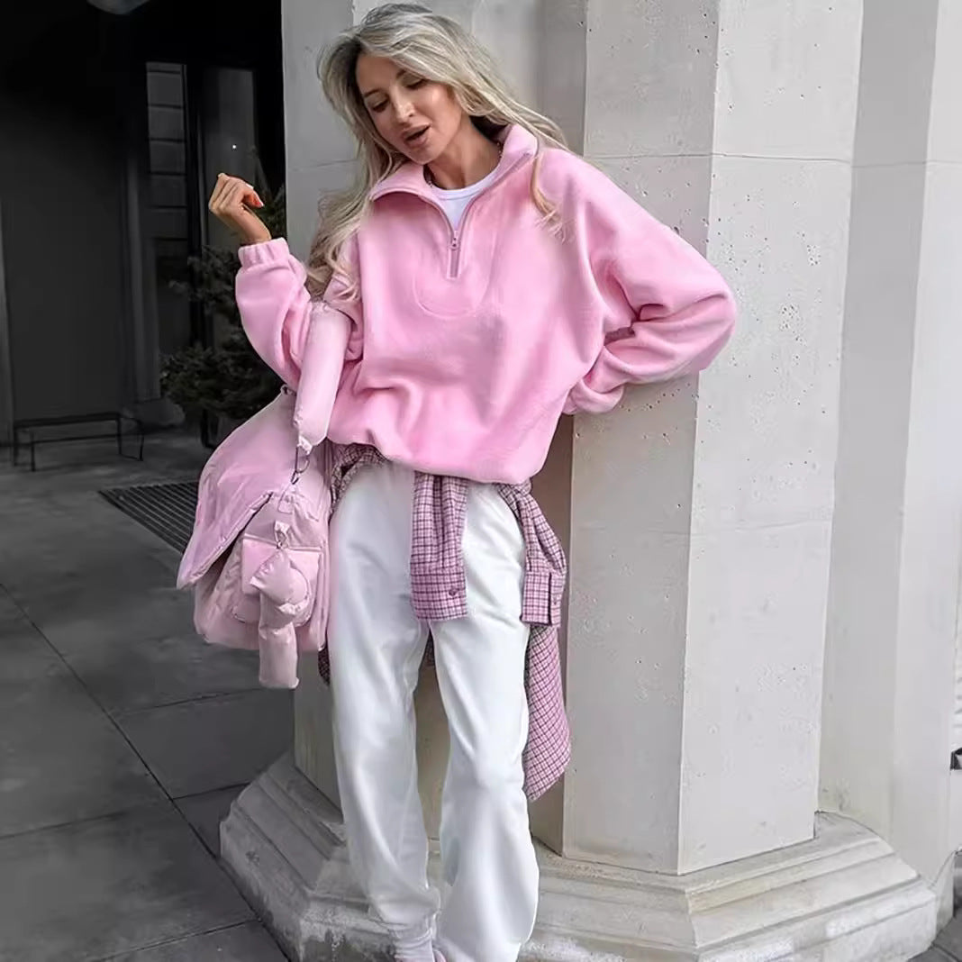 Damernas Mjuk Fleece-tröja med kort dragkedja Mirla-Eva Jonsson