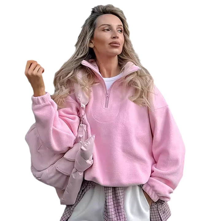 Damernas Mjuk Fleece-tröja med kort dragkedja Mirla-Eva Jonsson