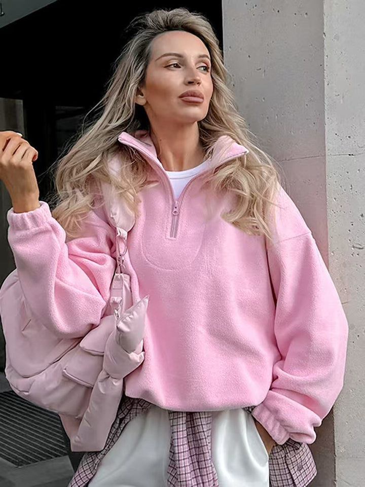 Damernas Mjuk Fleece-tröja med kort dragkedja Mirla-Eva Jonsson