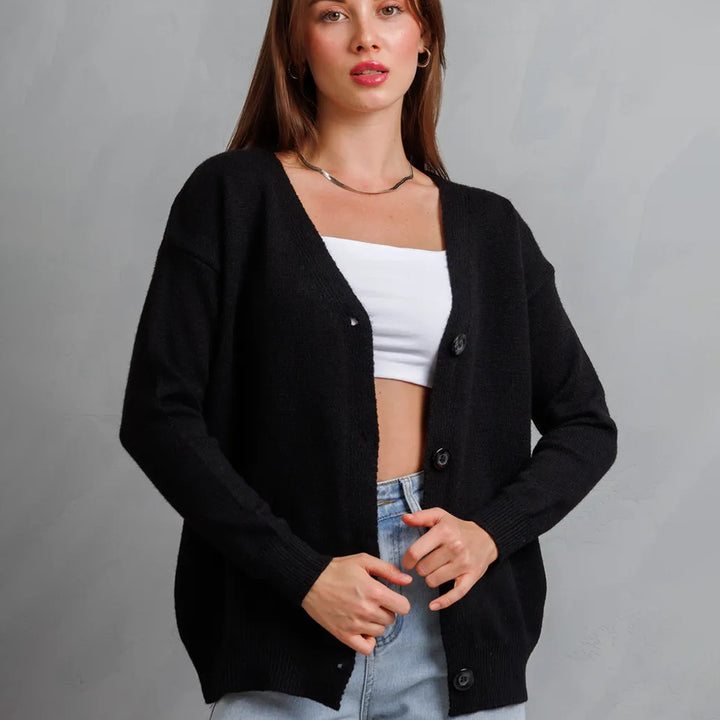 Damernas Mjuk Stickad Cardigan med Knappstängning Eva Jonsson-Eva Jonsson