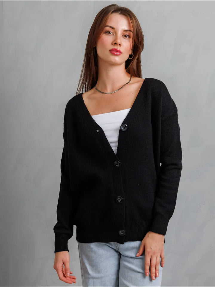Damernas Mjuk Stickad Cardigan med Knappstängning Eva Jonsson-Eva Jonsson