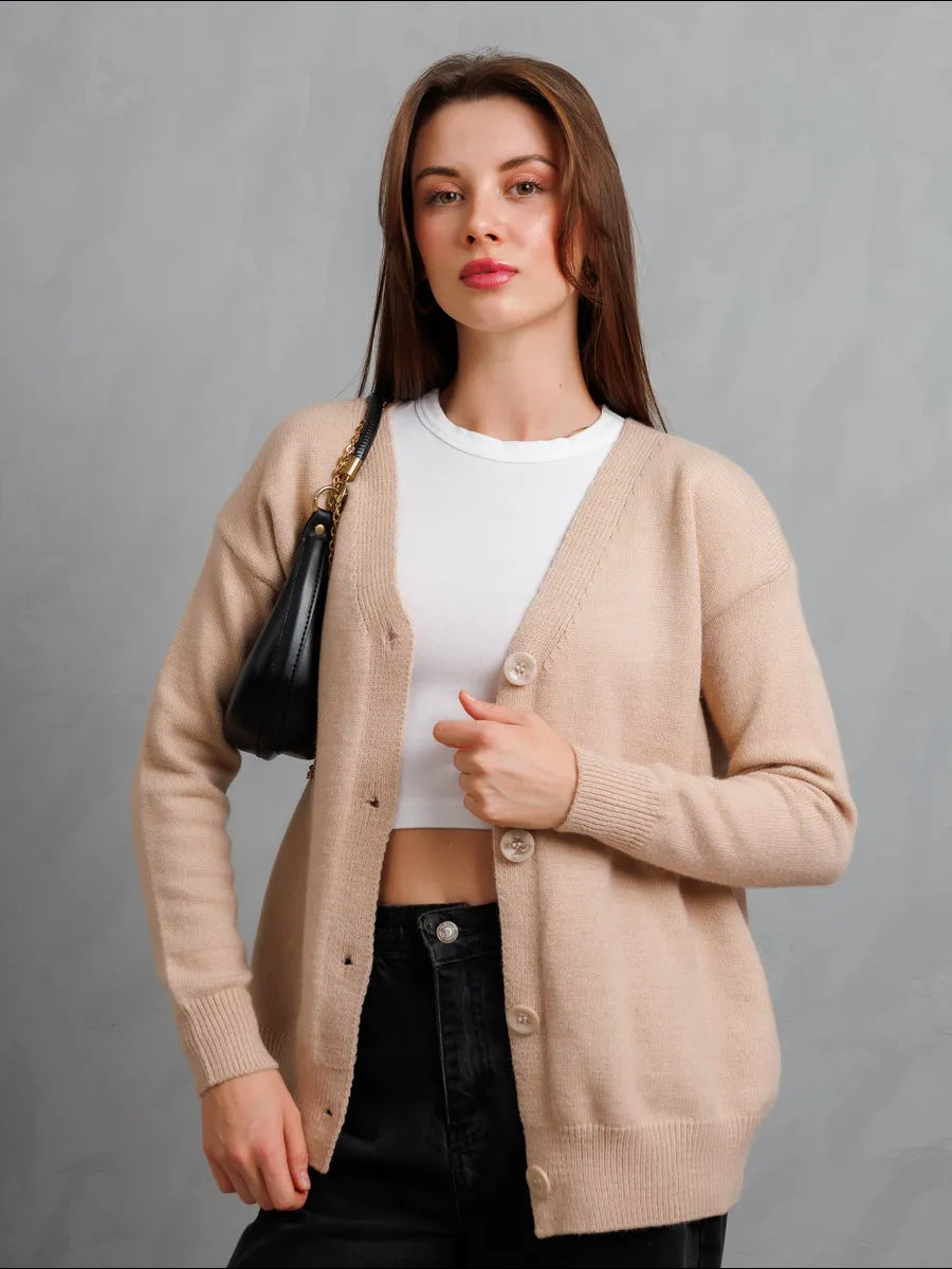 Damernas Mjuk Stickad Cardigan med Knappstängning Eva Jonsson-Eva Jonsson