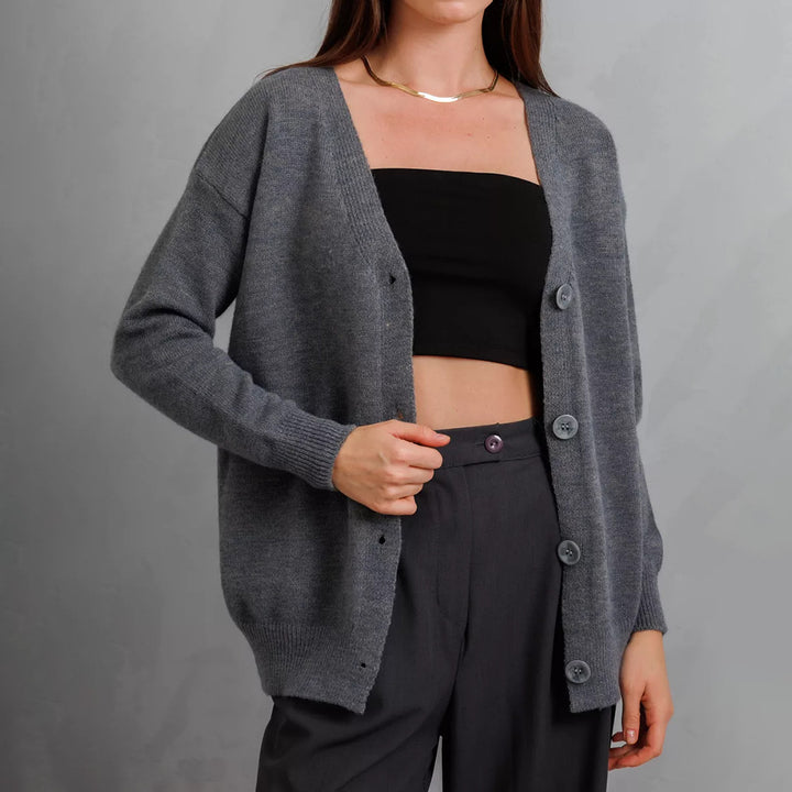 Damernas Mjuk Stickad Cardigan med Knappstängning Eva Jonsson-Eva Jonsson