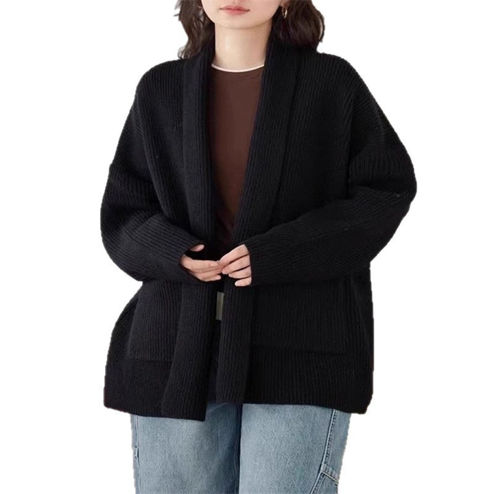 Damernas Mjuk Stickad Cardigan med Rundhals och Avslappnad Passform Eva Jonsson-Eva Jonsson