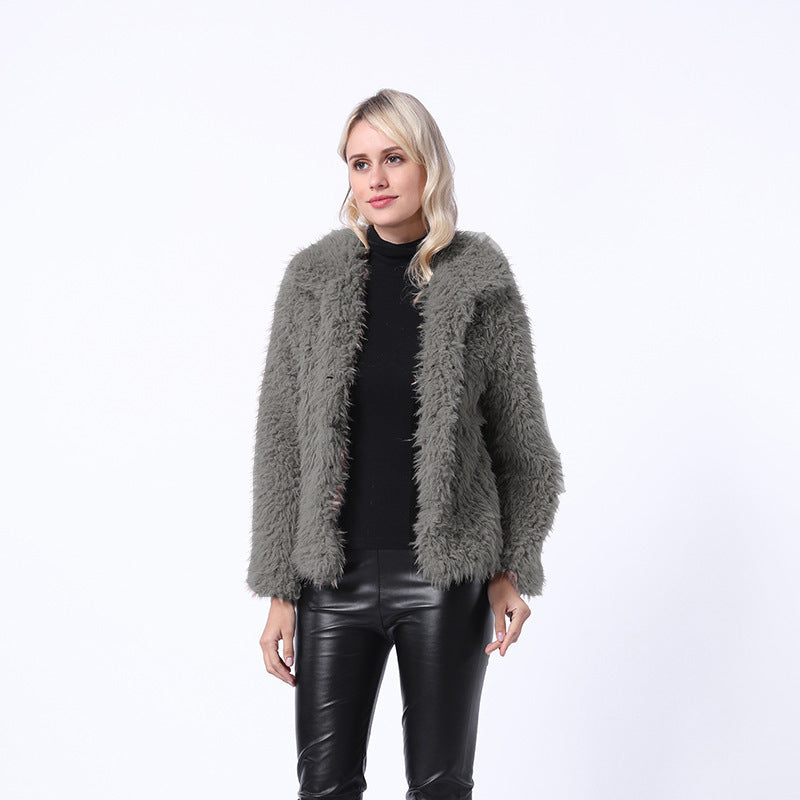 Damernas Mode Konstpälsjacka med elegant krage och sidofickor Mirla-Eva Jonsson
