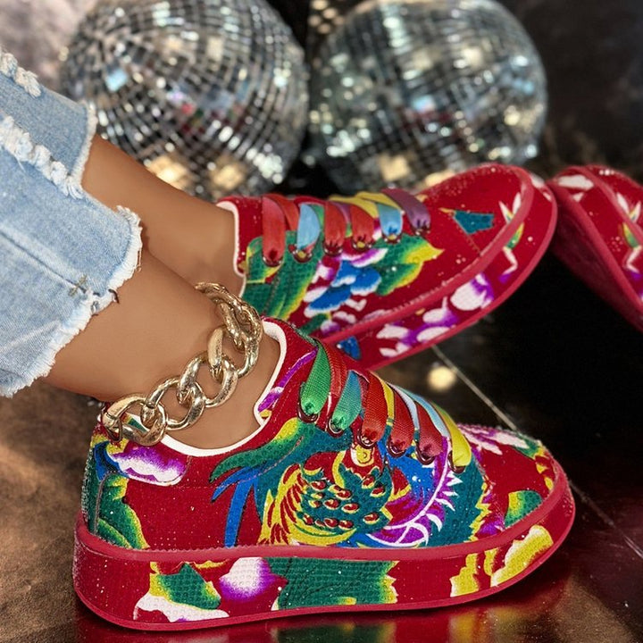 Damernas Mode Sneakers med färgglad motiv Mirla-Eva Jonsson