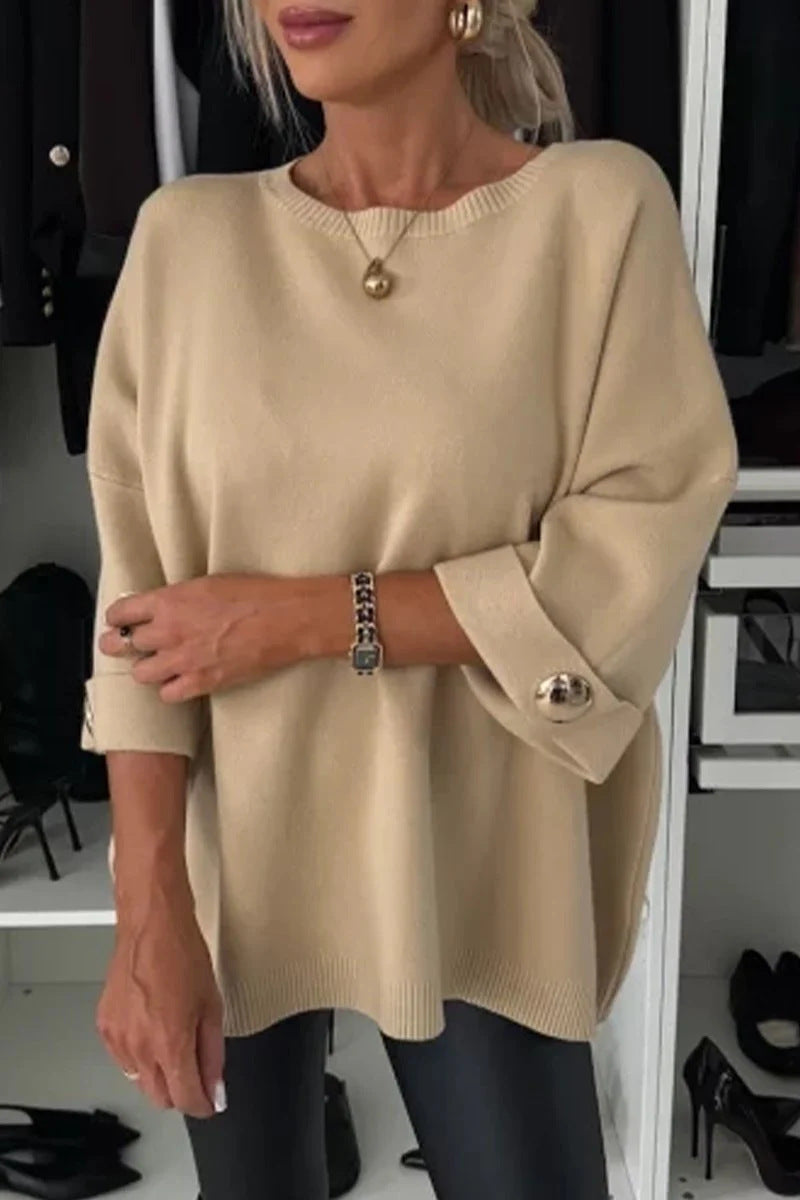 Damernas Mode Stickad tröja med eleganta knappdetaljer Mirla-Eva Jonsson