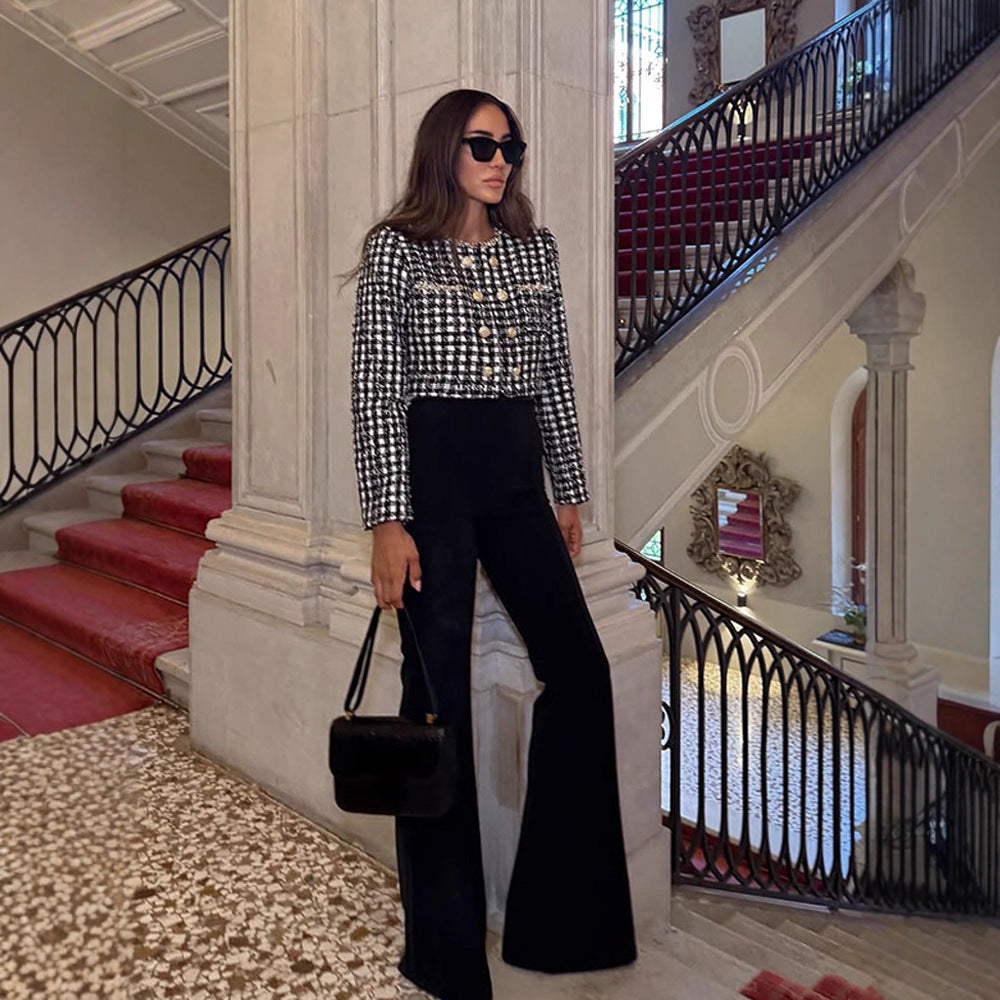 Damernas Mode Tweed-Jacka med gyllene knappar Mirla-Eva Jonsson