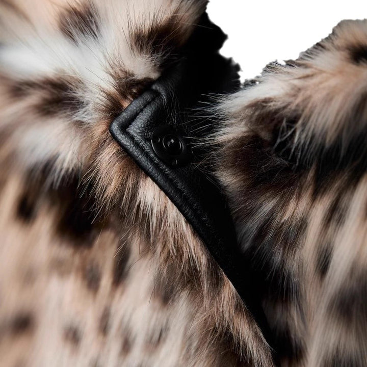 Damernas Moderiktig Leopardmönster Konstpälsjacka Eva Jonsson-Eva Jonsson