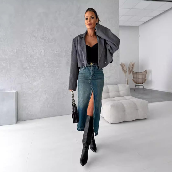 Damernas Moderiktig Oversized Blazer i högkvalitativt material Eva Jonsson-Eva Jonsson