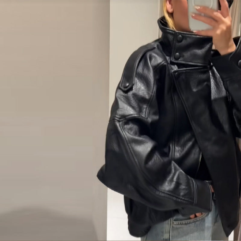 Damernas Moderiktig konstläderjacka i oversized-stil Eva Jonsson-Eva Jonsson