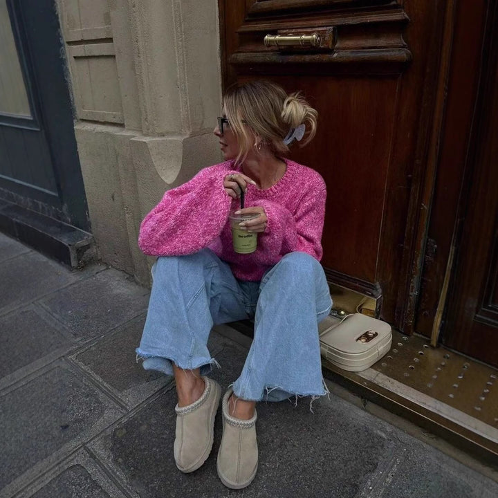 Damernas Moderiktig stickad tröja med vida ärmar Mirla-Eva Jonsson