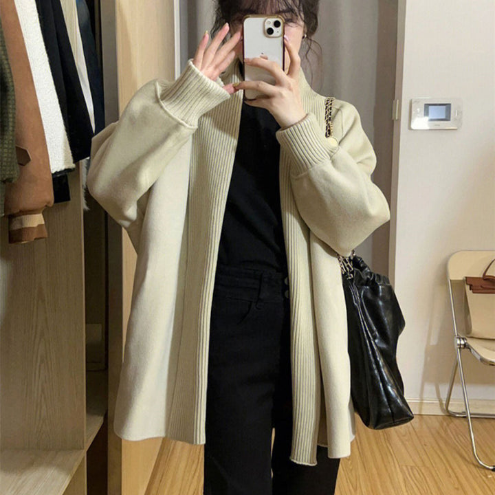 Damernas Moderiktigt Oversized Cardigan med Strukturerad Krage Mirla-Eva Jonsson