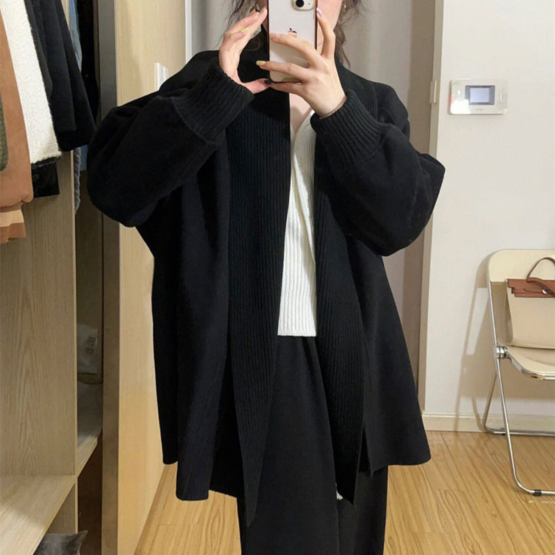 Damernas Moderiktigt Oversized Cardigan med Strukturerad Krage Mirla-Eva Jonsson