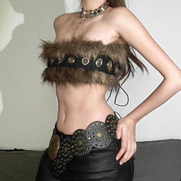 Damernas Modernt Konstpäls-Bustier med dekorativa detaljer Mirla-Eva Jonsson