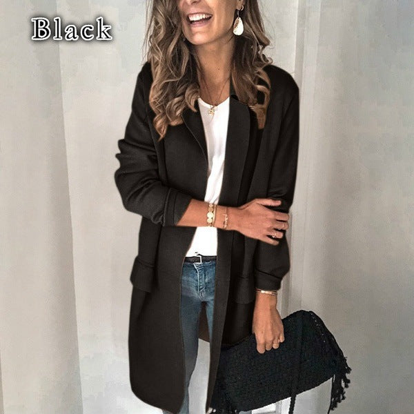 Damernas Modernt och Elegant Fleece-Mantel med Praktiska Fickor Eva Jonsson-Eva Jonsson
