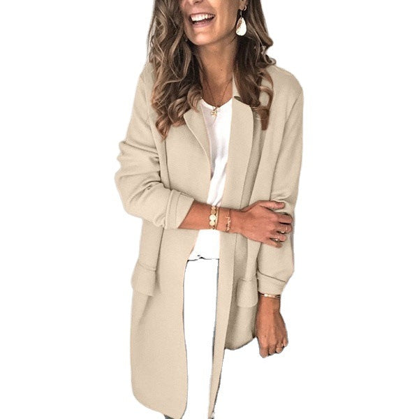 Damernas Modernt och Elegant Fleece-Mantel med Praktiska Fickor Eva Jonsson-Eva Jonsson