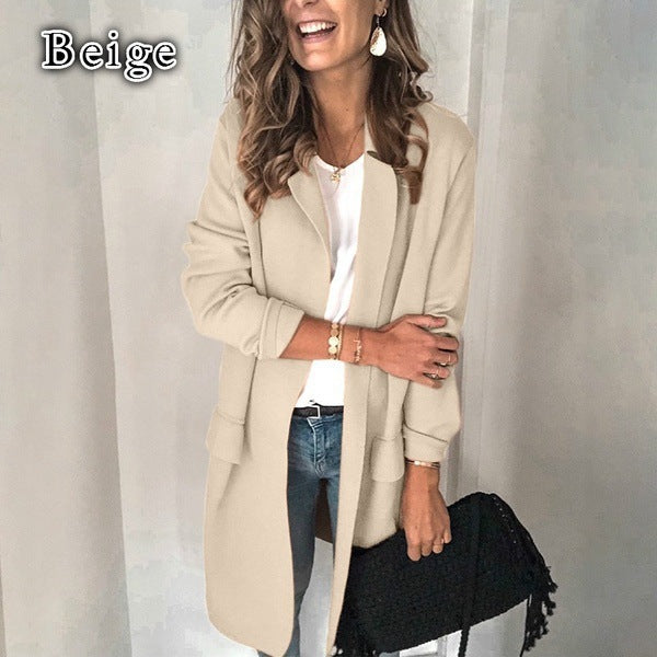 Damernas Modernt och Elegant Fleece-Mantel med Praktiska Fickor Eva Jonsson-Eva Jonsson