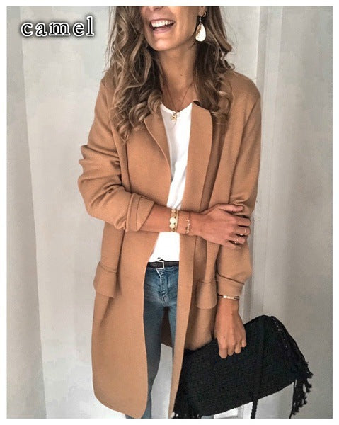 Damernas Modernt och Elegant Fleece-Mantel med Praktiska Fickor Eva Jonsson-Eva Jonsson