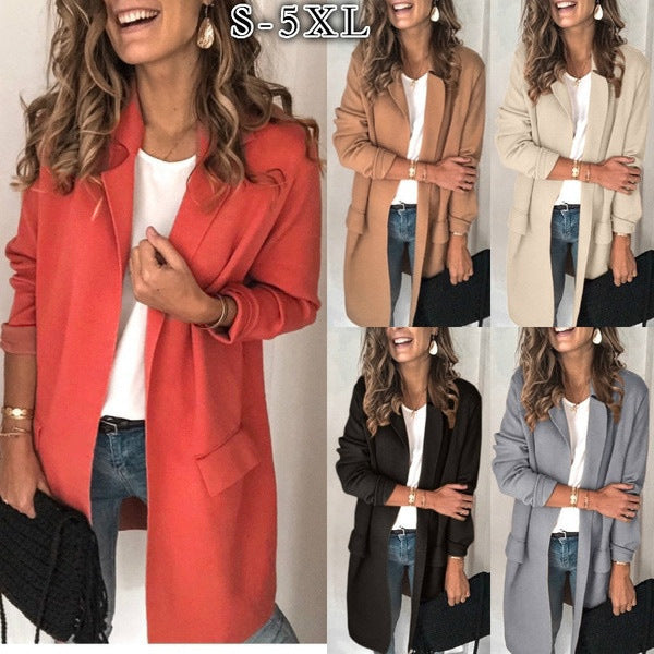 Damernas Modernt och Elegant Fleece-Mantel med Praktiska Fickor Eva Jonsson-Eva Jonsson