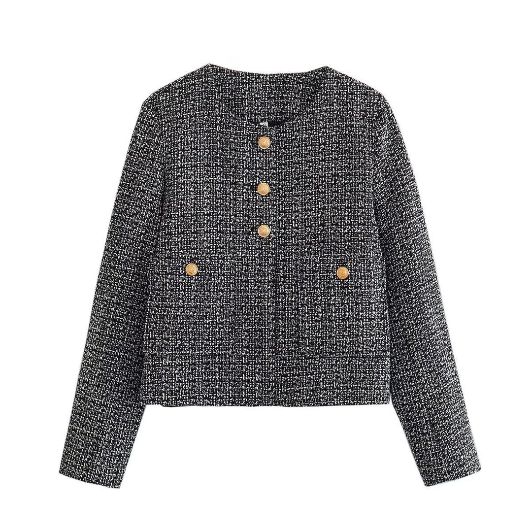 Damernas Modetröja i tweed med strukturerat tyg Mirla-Eva Jonsson