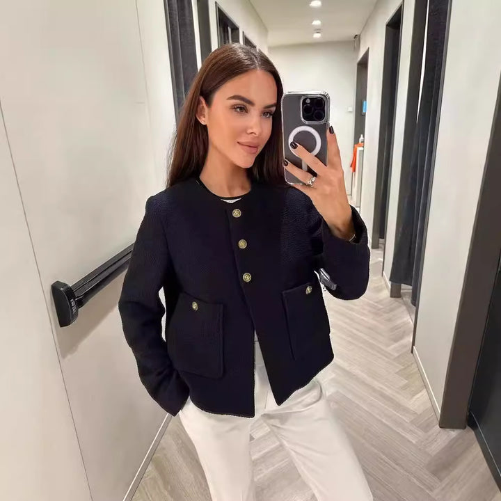 Damernas Modetröja i tweed med strukturerat tyg Mirla-Eva Jonsson