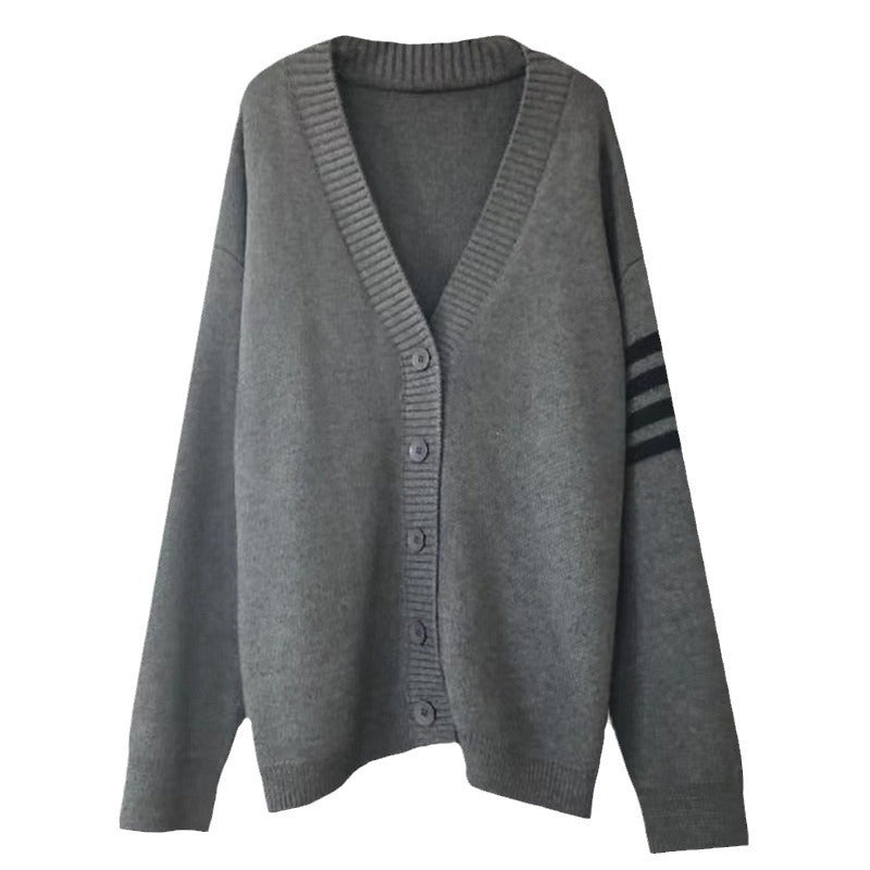Damernas Modisch Strickcardigan med bekväm passform och kontrasterande detaljer Eva Jonsson-Eva Jonsson