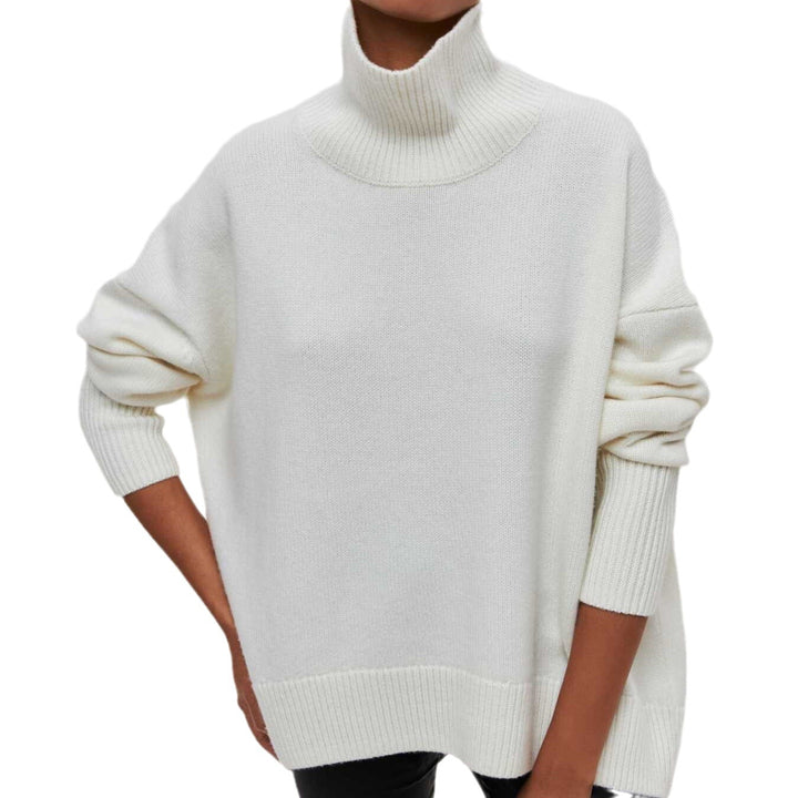 Damernas Modischer Rullekrags-tröja med avslappnade Oversized-ärmar och fin strukturstickning Eva Jonsson-Eva Jonsson