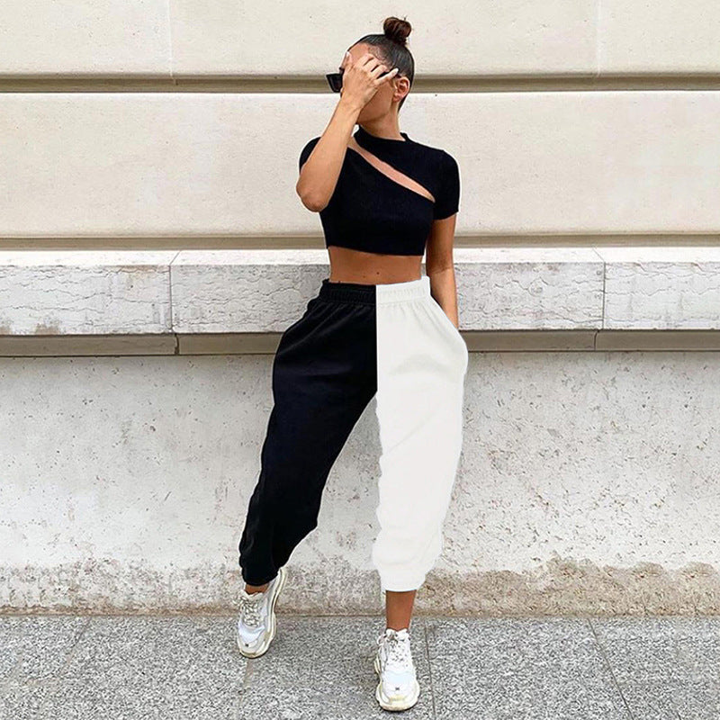 Damernas Modiska Joggingbyxor med asymmetrisk design och elastiskt midjeband Mirla-Eva Jonsson