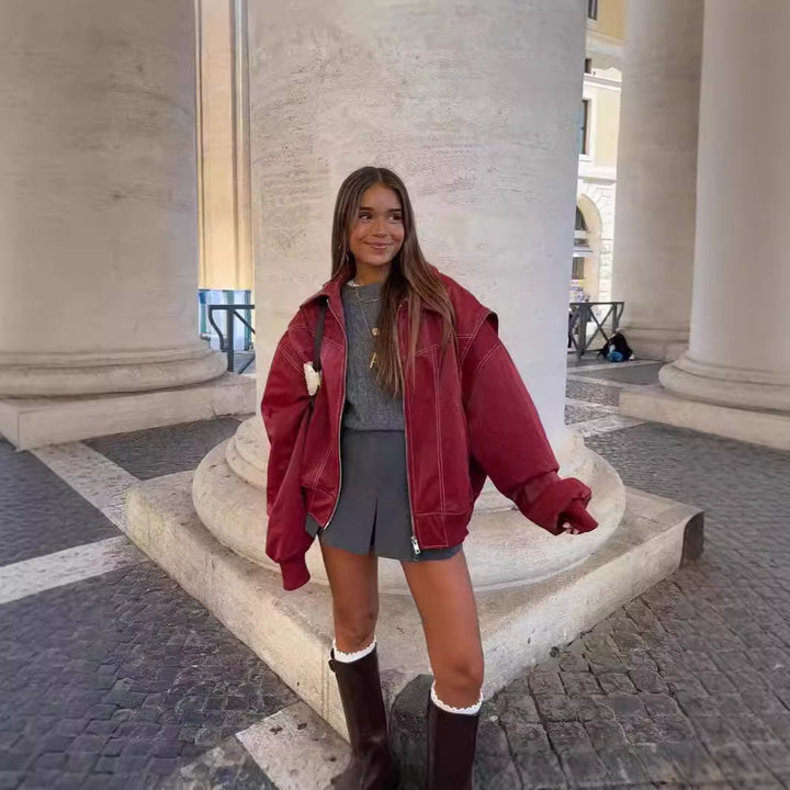Damernas Modiska Konstläderjacka med oversized snitt Mirla-Eva Jonsson