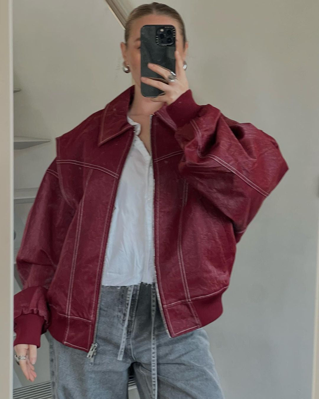 Damernas Modiska Konstläderjacka med oversized snitt Mirla-Eva Jonsson