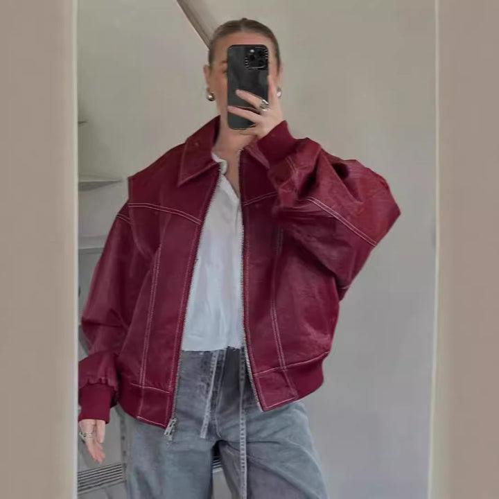 Damernas Modiska Konstläderjacka med oversized snitt Mirla-Eva Jonsson