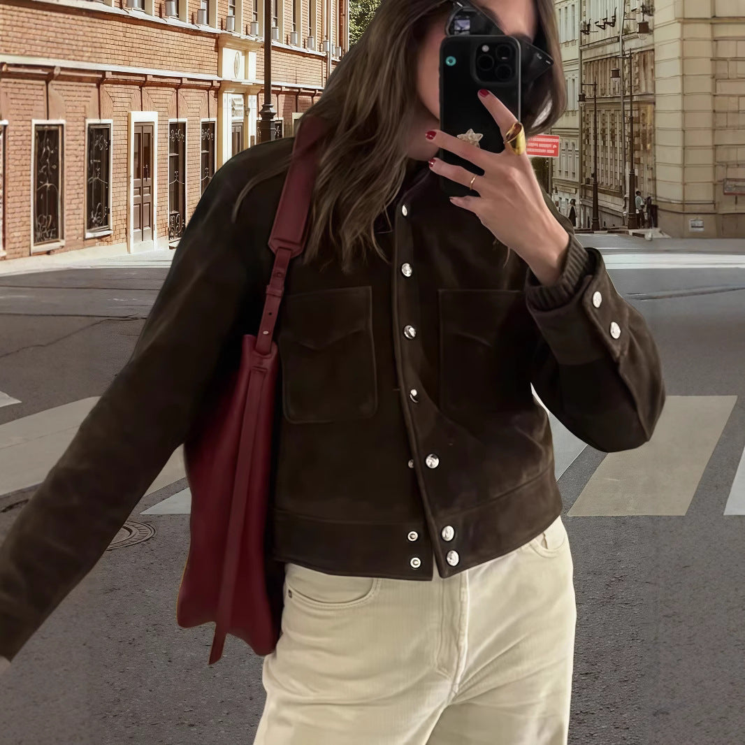 Damernas Modiska Mockajacka med strukturerad design och praktiska fickor Mirla-Eva Jonsson