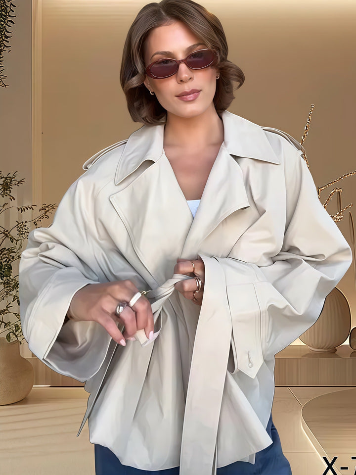 Damernas Modiska Oversized-Trenchjacka med justerbart bälte och vida ärmar Mirla-Eva Jonsson